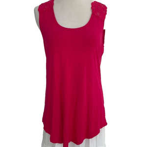 Fuchsia pink tank top with lacy accent women’s size large by cable and gauge